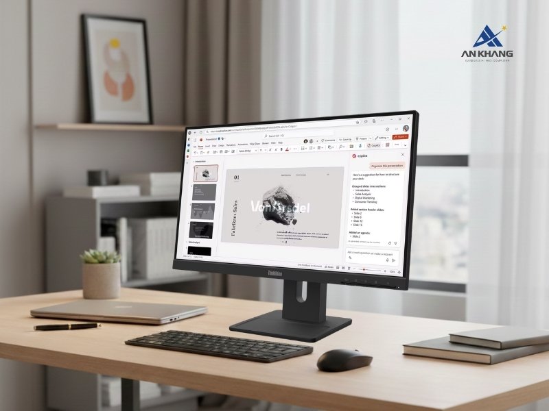 M&agrave;n h&igrave;nh Lenovo ThinkVision E22-40 64C9MAR6VN với thiết kế c&ocirc;ng th&aacute;i học điều chỉnh linh hoạt