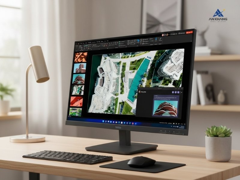 Màn hình Lenovo ThinkVision S27-4e 64BEKAR1VN thiết kế tối giản, dễ dàng bố trí