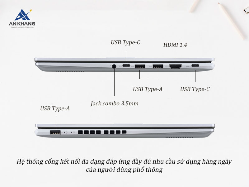 Hệ thống cổng kết nối của laptop ASUS Vivobook 14 M1405NA