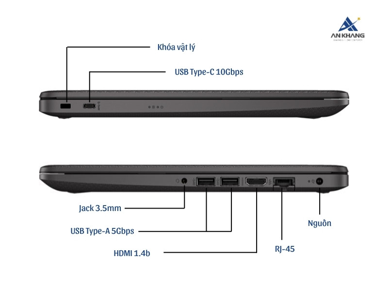 Laptop HP 240R G9 C40M2AT nổi bật với thiết kế mỏng nhẹ, cổng kết nối đa dạng