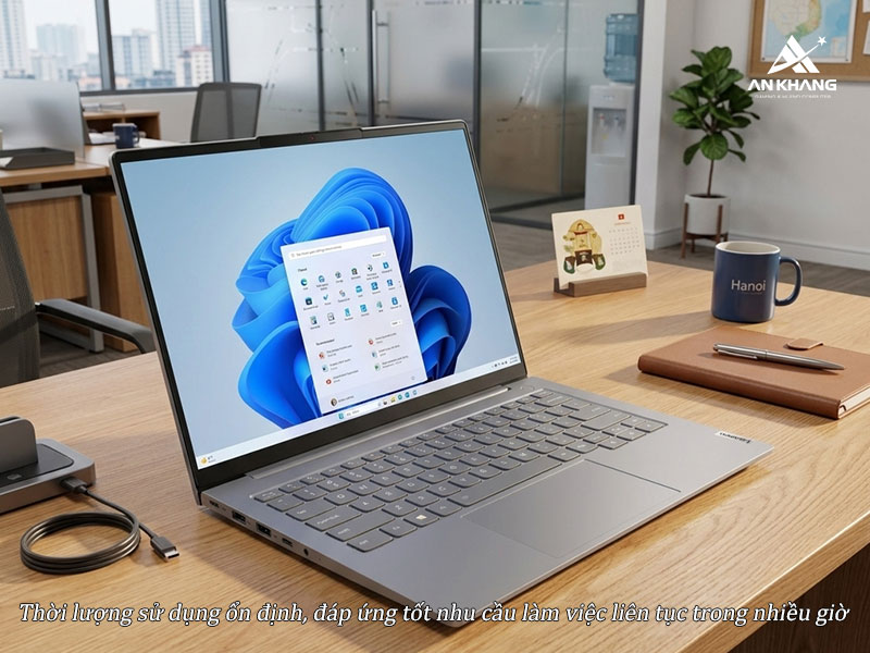 Laptop Lenovo ThinkBook 14 G8 IAL được trang bị viên pin cho thời lượng sử dụng ổn định