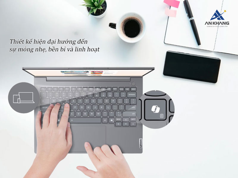Laptop Lenovo ThinkBook 14 G8 IAL không chỉ nổi bật với thiết kế tinh tế mà còn mang lại độ bền cao và trải nghiệm sử dụng tối ưu cho người dùng hiện đại