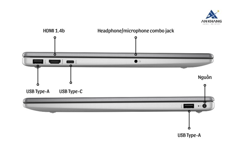 Laptop HP 250 G10 B1RY6PT trang bị đầy đủ cổng kết nối cho nhu cầu phổ thông