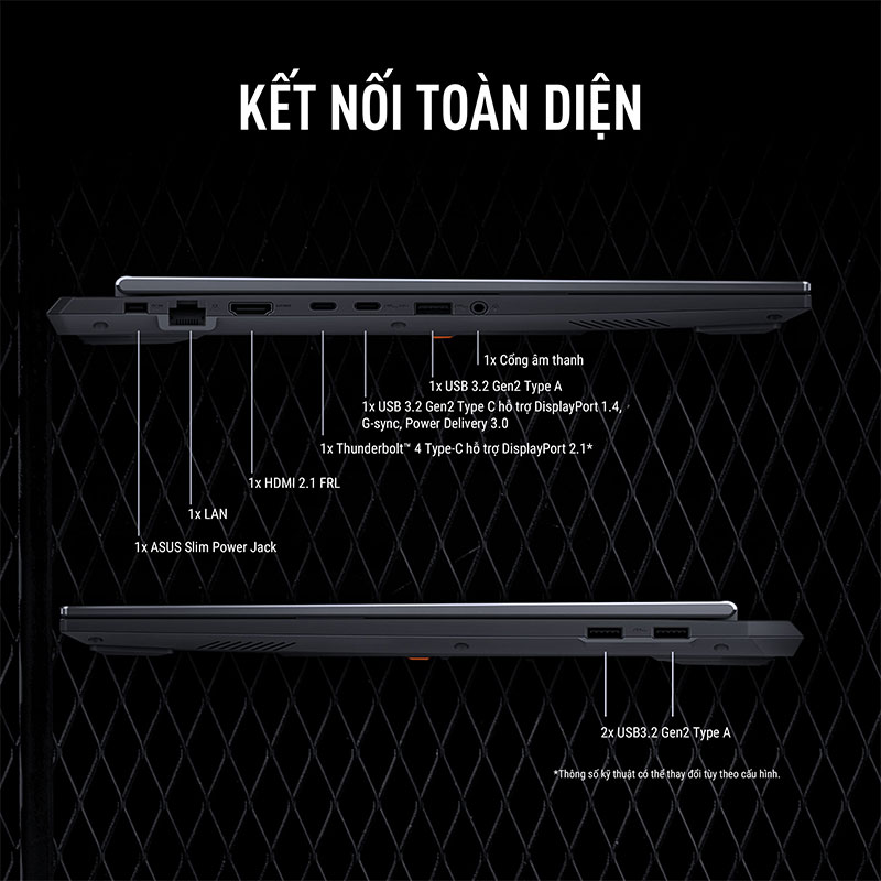 Kết nối toàn diện trên ASUS TUF Gaming F16 FX608JMR-RV048W