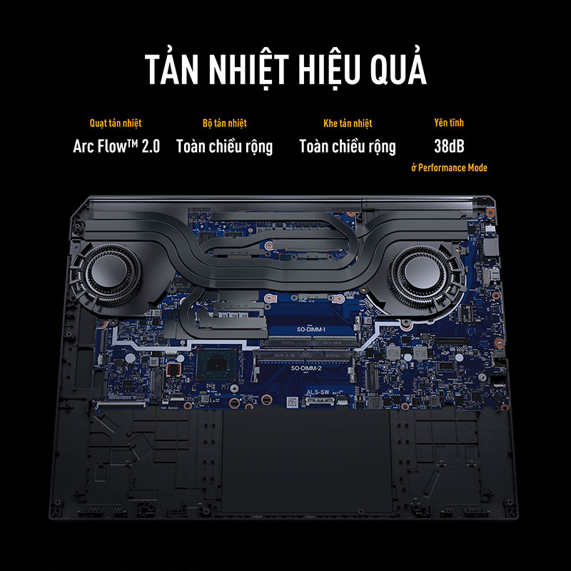 Laptop ASUS TUF Gaming F16 FX608JMR-RV048W với tản nhiệt hiệu quả