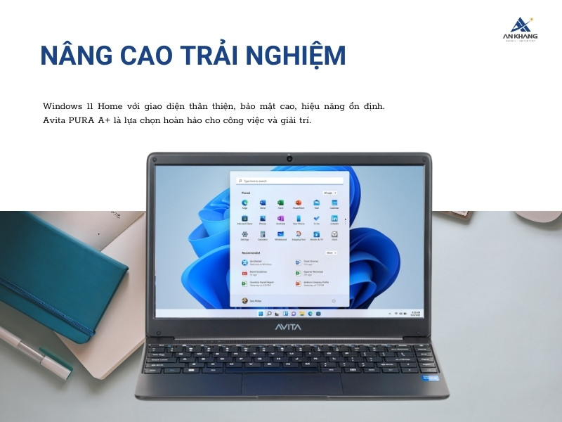 Máy tính Avita PURA A+ AF14A3 Medal Black nâng tầm trải nghiệm với Windows 11 Home