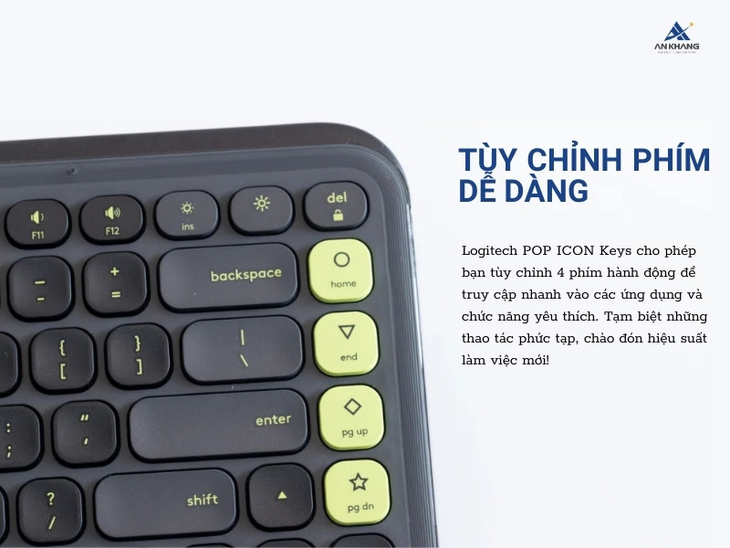 Logitech POP ICON Keys màu đen (GRAPHITE) với khả năng tùy chỉnh phím dễ dàng