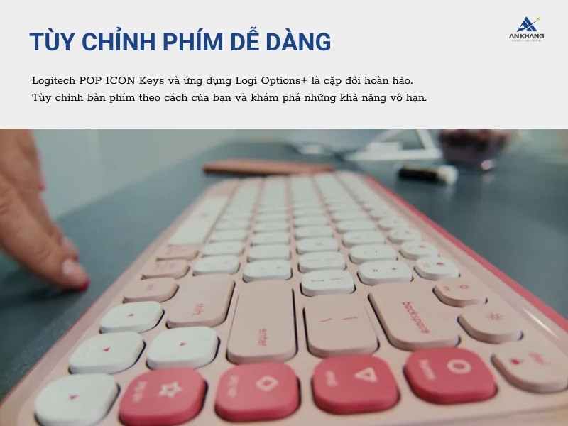 Logitech POP ICON Keys màu hồng (ROSE) với khả năng tùy chỉnh phím dễ dàng