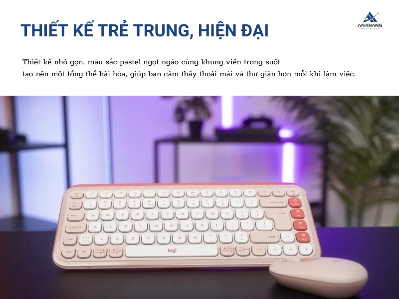 Bàn phím Logitech POP ICON Keys màu hồng (ROSE) với thiết kế trẻ trung, hiện đại