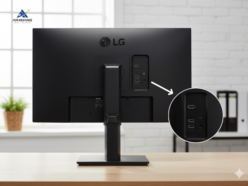Màn hình LCD LG 24QP550-B trang bị đầy đủ cổng kết nối cần thiết