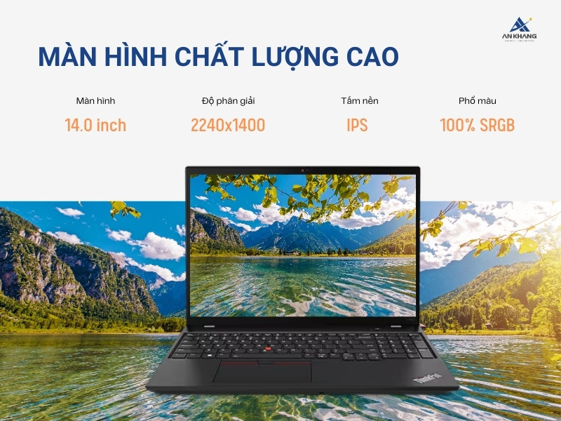 Laptop Lenovo ThinkPad T14 Gen 5 được trang bị màn hình 14 inch 2.2K IPS sắc nét