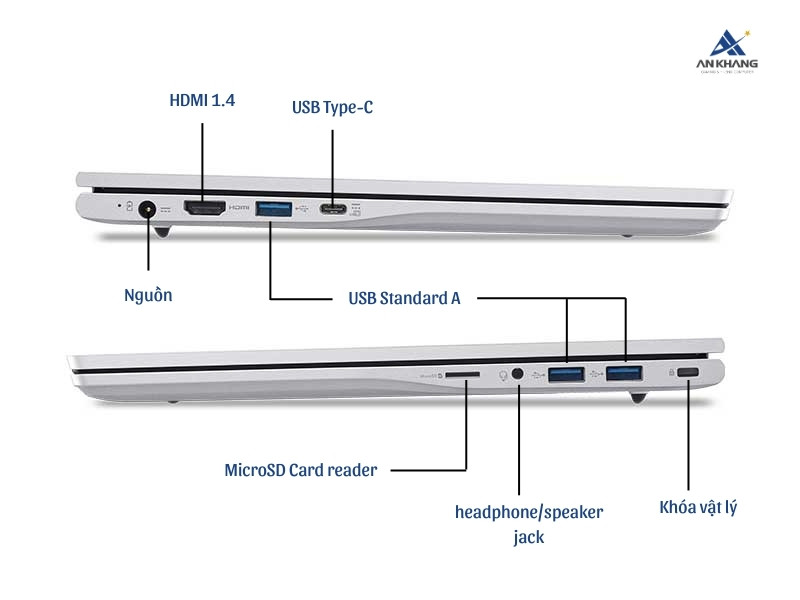 Laptop Acer Aspire Lite 15 AL15-71P-517D NX.J7KSV.001 trang bị đầy đủ cổng kết nối