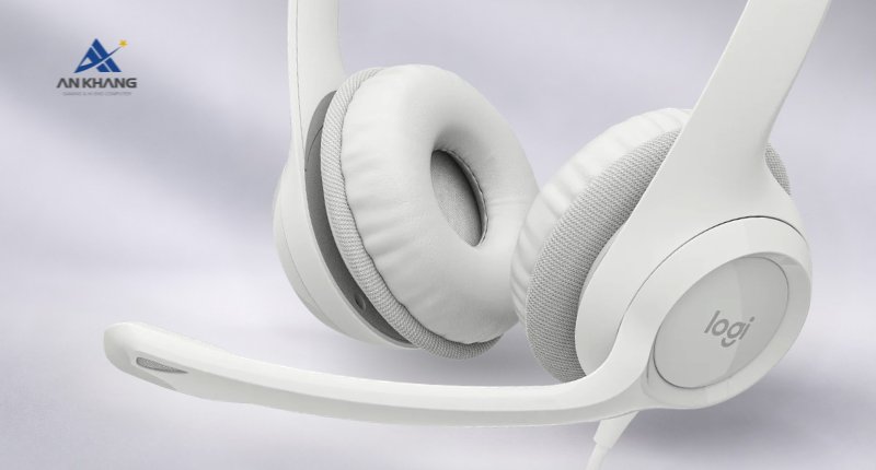 Tai nghe Logitech H390 có Mic màu trắng trang bị màng loa 30mm cho chất âm cân bằng