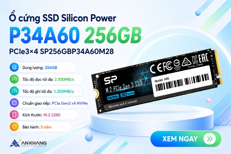 Ổ cứng SSD Silicon P34A60 256GB PCIe3×4 SP256GBP34A60M28 - Giải pháp tăng tốc hệ thống với chi phí tối ưu