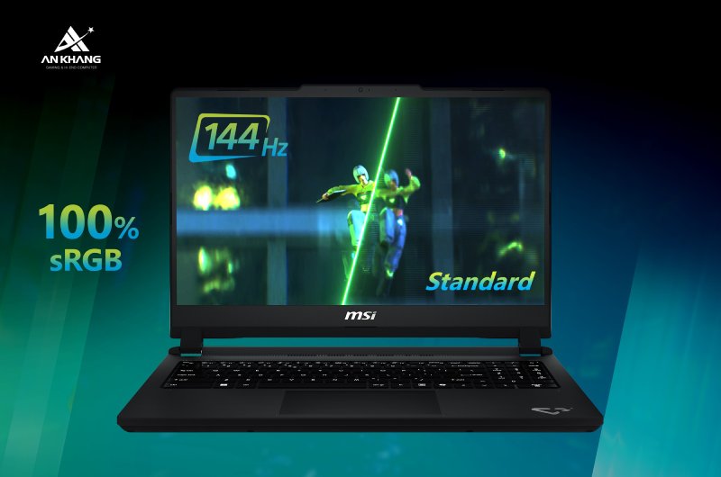 Laptop MSI Cyborg 15 Max C13WE-422VN hiển thị sắc nét, màu sắc sống động nhờ màn hình 144Hz, 100%sRGB