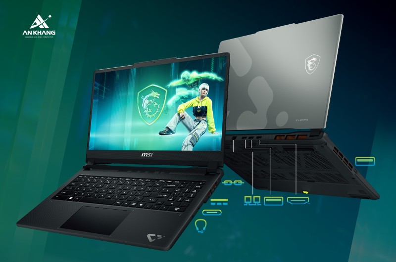 Laptop MSI Cyborg 15 Max C13WE-422VN trang bị hệ thống kết nối đa dạng cho nhu cầu học tập, làm việc và sáng tạo