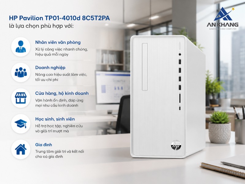 Máy tính để bàn HP Pavilion TP01-4010d 8C5T2PA phù hợp với ai?