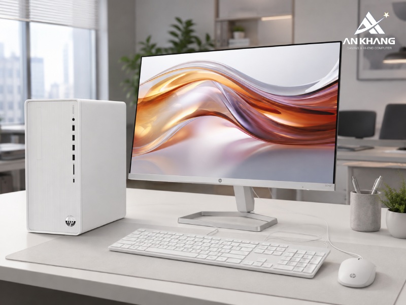 Máy tính để bàn HP Pavilion TP01-4010d 8C5T2PA còn được đi kèm với bộ phụ kiện phím chuột HP cùng tông màu