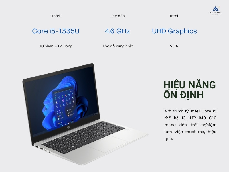 Laptop HP 240 G10 9H2E4PT mang lại hiệu năng ổn định, đa nhiệm mượt mà