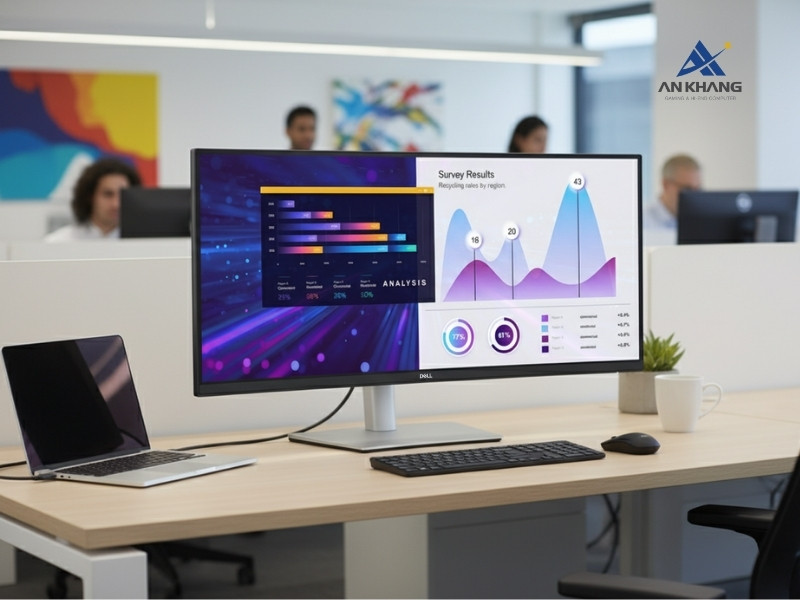 Màn hình cong Dell 34 P3424WE nổi bật với không gian hiển thị siêu rộng