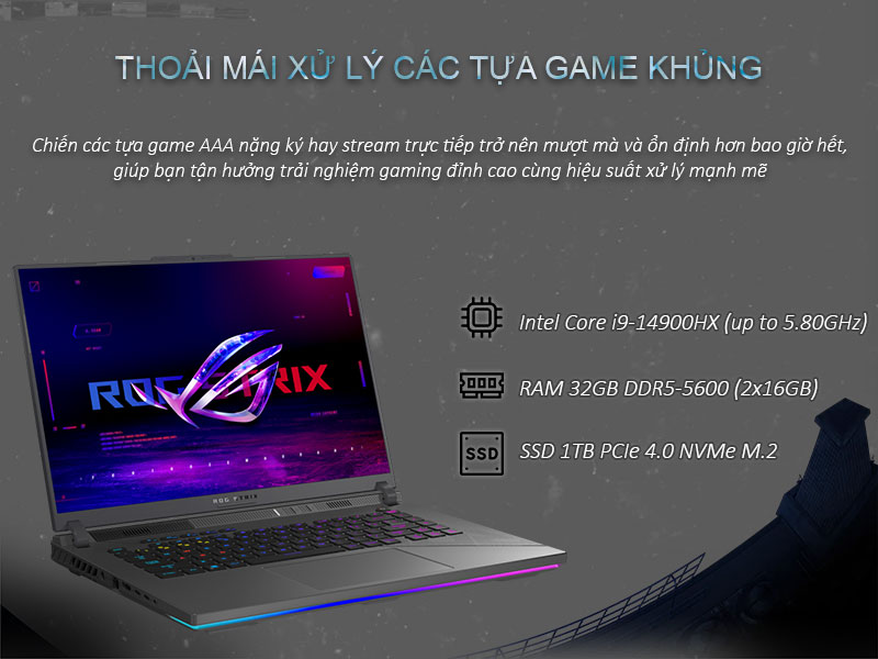 Laptop Asus ROG Strix G16 G614JVR-N4231W - Thoải mái xử lý các tựa game khủng