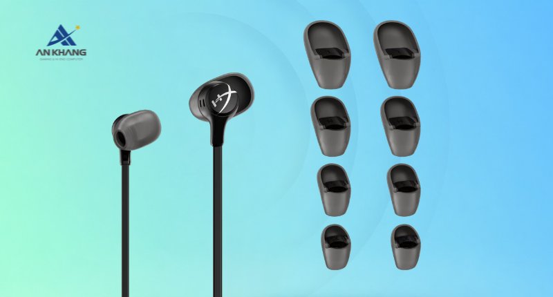 Tai nghe HP HyperX Cloud Earbuds II Black 70N24AA trang bị bộ eartips 4 kích cỡ phù hợp với nhiều form tai