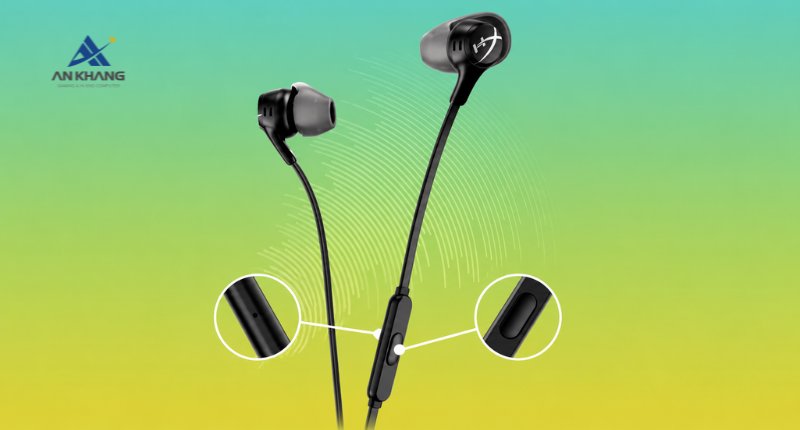 Tai nghe HP HyperX Cloud Earbuds II Black 70N24AA với micro tụ điện dung đa hướng với độ nhạy cao