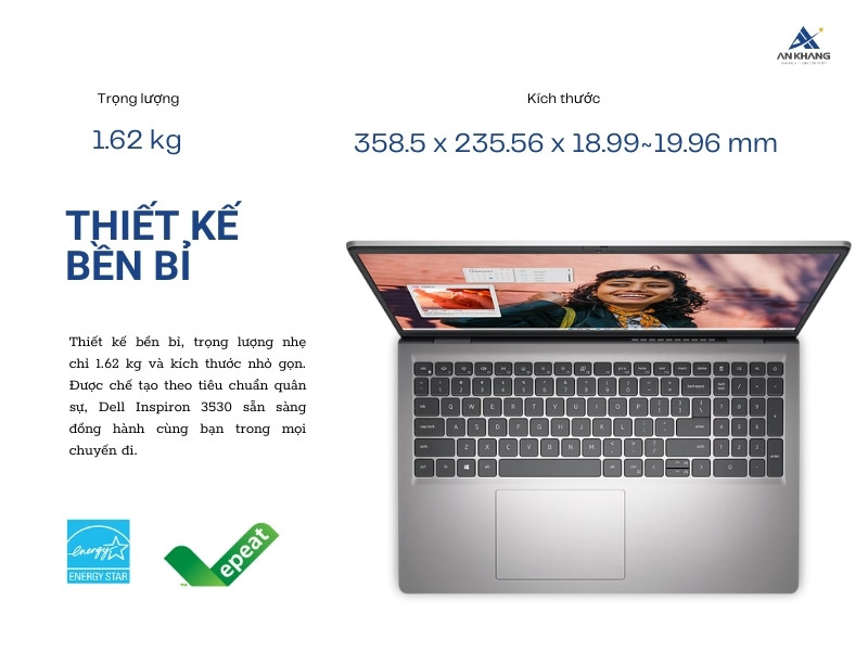 Laptop Dell Inspiron 3530 với thiết kế bền bỉ, thân thiện với môi trường