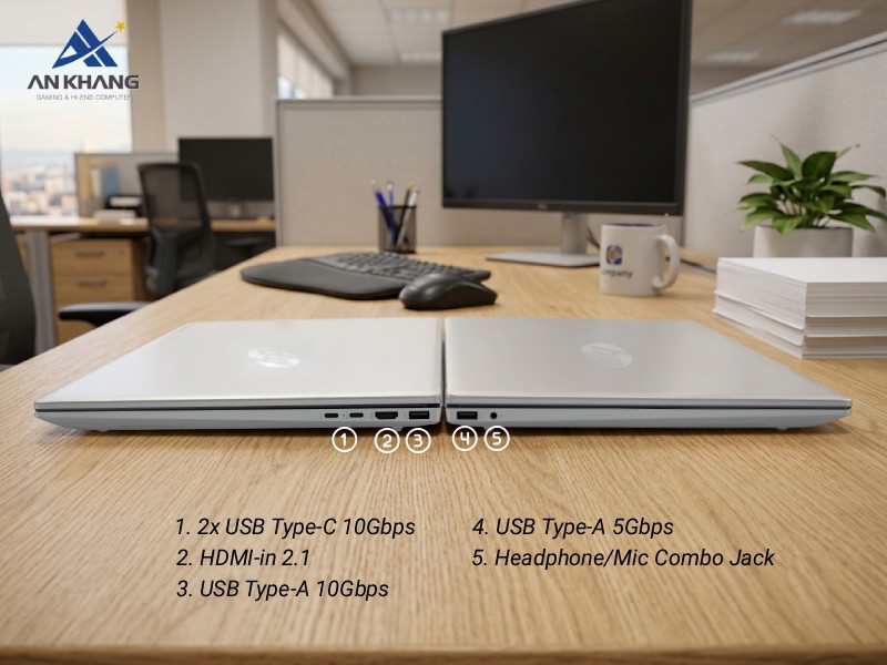 HP OmniBook 5 16-ag1069AU BZ7T1PA tích hợp đa dạng cổng kết nối, mang đến sự tiện lợi khi sử dụng