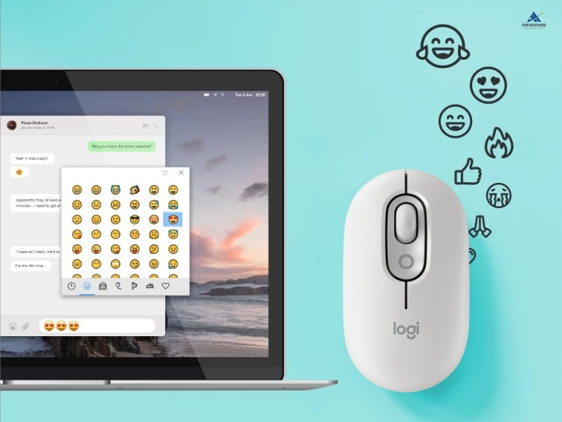 Chuột Emoji Logitech POP Mouse Bluetooth màu trắng (OFF-WHITE) với tính năng tùy chỉnh Emoji độc đáo