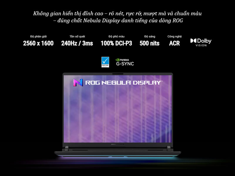 Màn hình mượt, rõ nét trên laptop ASUS ROG Strix G16 G615LR-S5289W