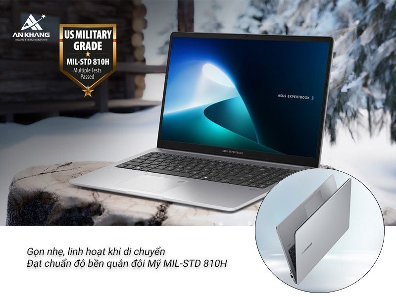 Laptop ASUS ExpertBook P1 P1503CVA-C5H16-63WS sở hữu thiết kế gọn nhẹ và bền bỉ