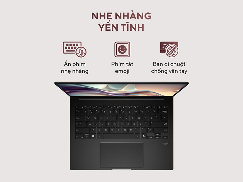 ASUS Zenbook 14 UM3406 với trang bị bàn phím nhẹ nhàng, yên tĩnh