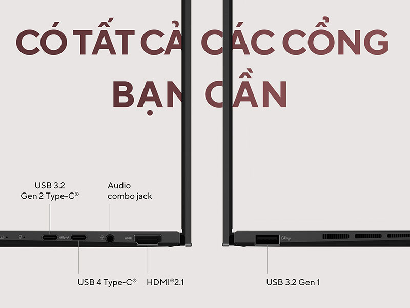 Laptop ASUS Zenbook 14 UM3406KA-PP113WS đầy đủ kết nối tiện lợi, linh hoạt