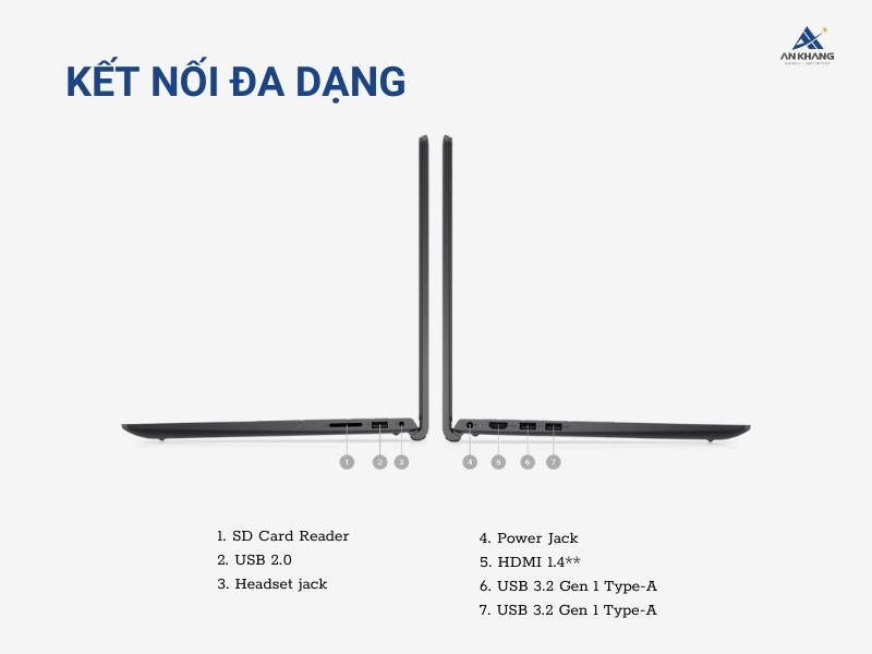 Laptop Dell Inspiron 15 3520 trang bị đầy đủ cổng kết nối