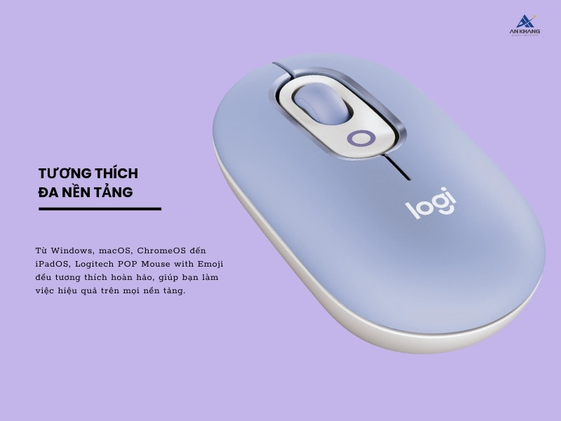 Chuột Emoji Logitech POP Mouse Bluetooth màu tím (LILAC) tương thích đa nền tảng