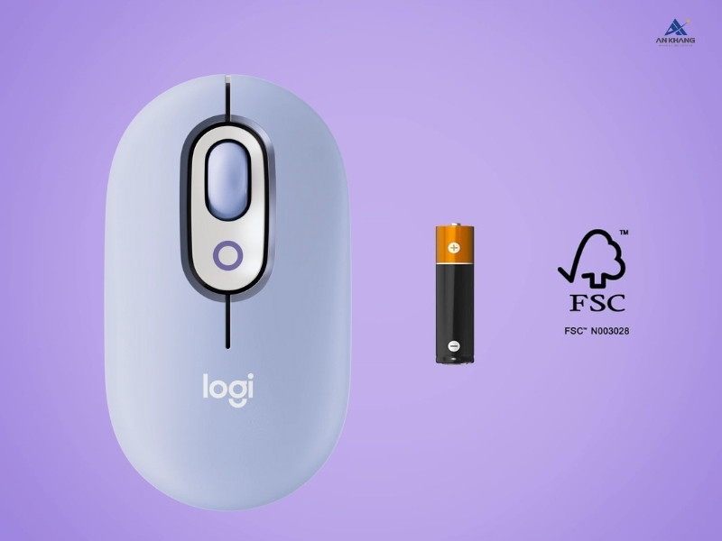 Chuột không dây Emoji Logitech POP Mouse Bluetooth màu tím (LILAC) với thời lượng pin ấn tượng