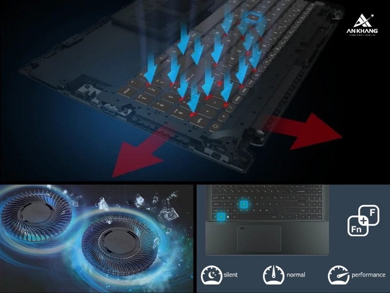 Laptop Acer Gaming Aspire 7 A715-59G-78WG NH.QX6SV.006 tản nhiệt hiệu quả