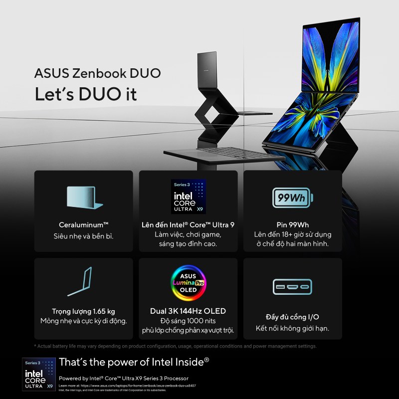ASUS Zenbook DUO UX8407AA-SN138WS - Laptop DUO mạnh mẽ nhất 2026