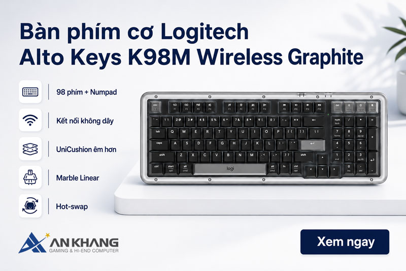 Logitech Alto Keys K98M – Bàn phím cơ gọn hơn, êm hơn, vẫn đủ Numpad cho công việc