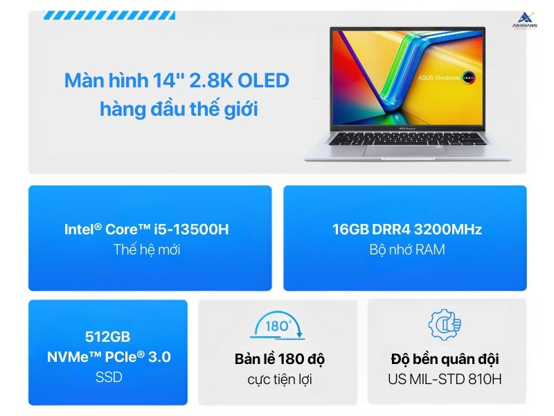 Asus Vivobook 14 OLED A1405VA-KM095W - Laptop đáng mua nhất phân khúc laptop văn phòng tầm trung