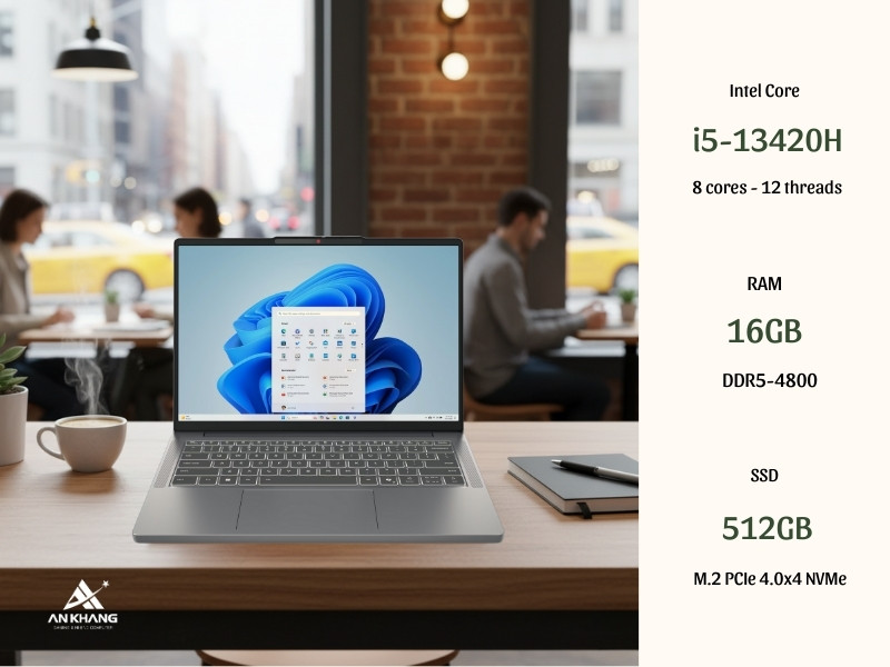 Laptop Lenovo IdeaPad Slim 3 14IRH10 83K0000BVN hiệu năng mạnh mẽ, đa nhiệm mượt mà