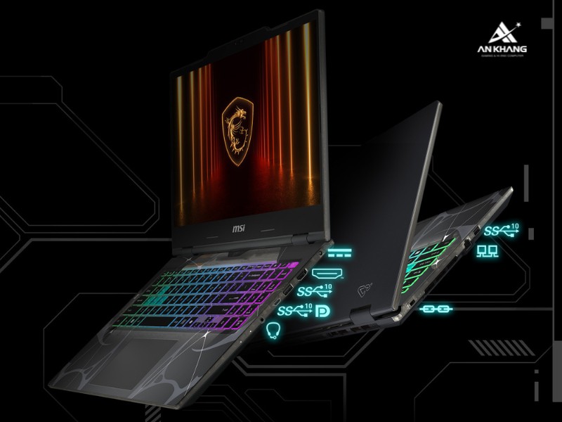 Laptop gaming MSI Cyborg 15 B13WEKG-676VN đầy đủ cổng kết nối