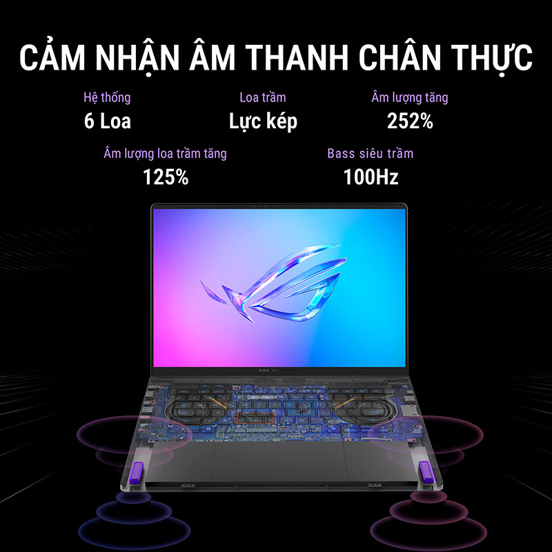 Cảm nhận âm thanh chân thực với hệ thống 6 loa cao cấp trên ASUS ROG Zephyrus G14 GA403WW-QS136WS