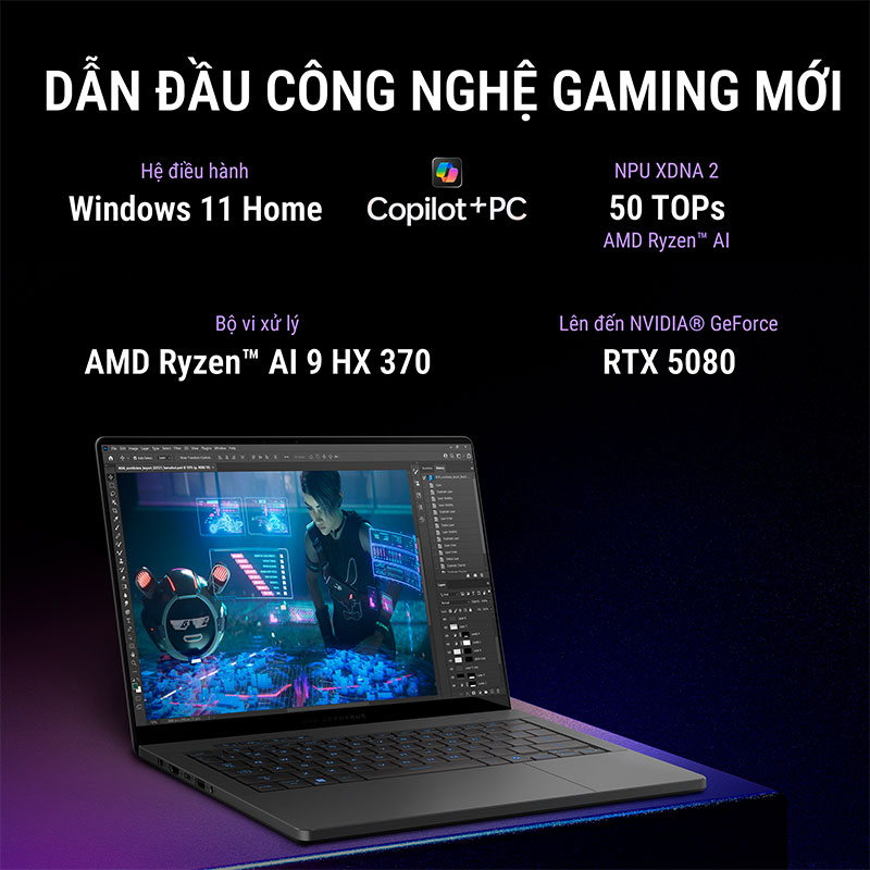 Laptop ASUS ROG Zephyrus G14 GA403WW-QS136WS mang hiệu năng hàng đầu cân mọi tác vụ nặng từ gaming AAA đến sáng tạo nội dung và AI