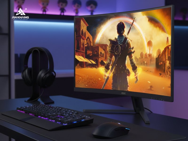 M&agrave;n h&igrave;nh cong gaming AOC C32G42ZE/74 thiết kế tối giản, ph&ugrave; hợp mọi setup