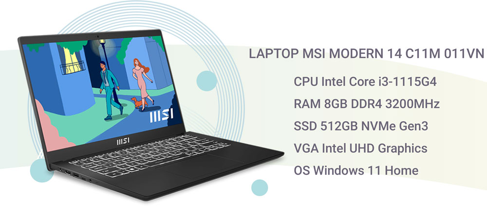 Laptop MSI Modern 14 C11M 011VN - Laptop văn phòng giá rẻ chất lượng cao