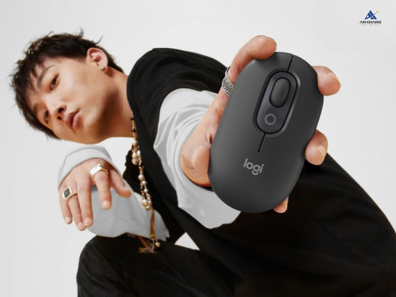 Chuột không dây Logitech POP Emoji Bluetooth màu đen than chì (910-007401) - Chuột văn phòng chất lượng, trải nghiệm mượt mà