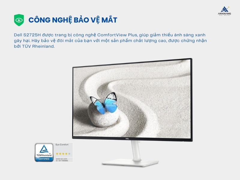 Màn hình Dell S2725H 27.0inch trang bị công nghệ ComfortView Plus giảm ánh sáng xanh