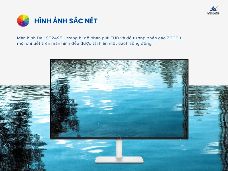 Màn hình LCD Dell SE2425H cho chất lượng hình ảnh sắc nét với độ tương phản cao